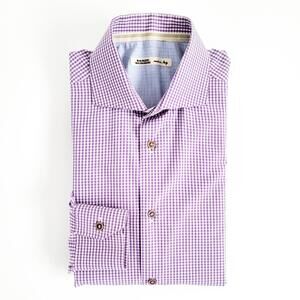 Maurizio Baldassari Micro Plaid Spread Collar Sport Button Up Casual Shirt M